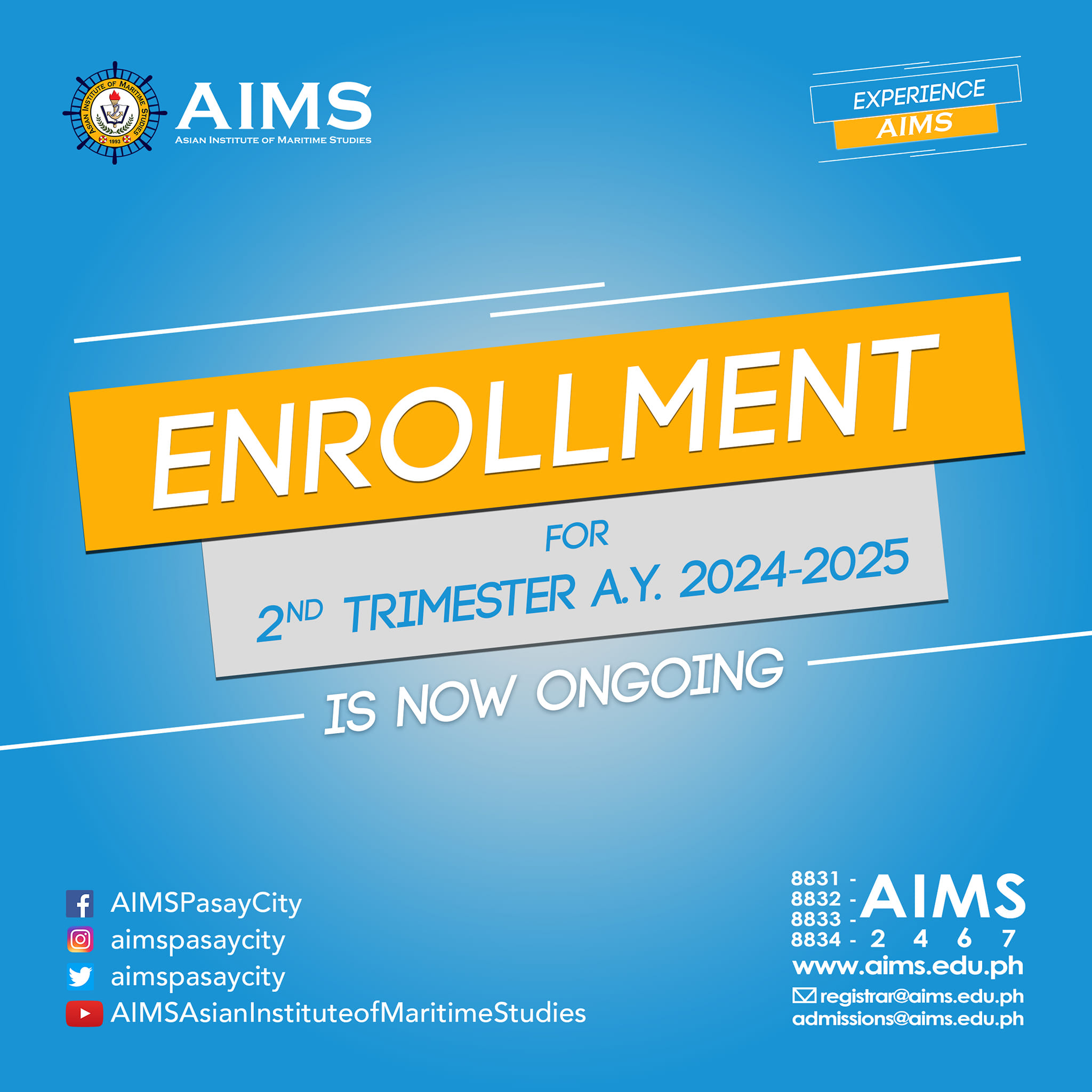 AIMS - Enrollment for the 2nd Trimester A.Y. 2024-2025 is now open! You ...