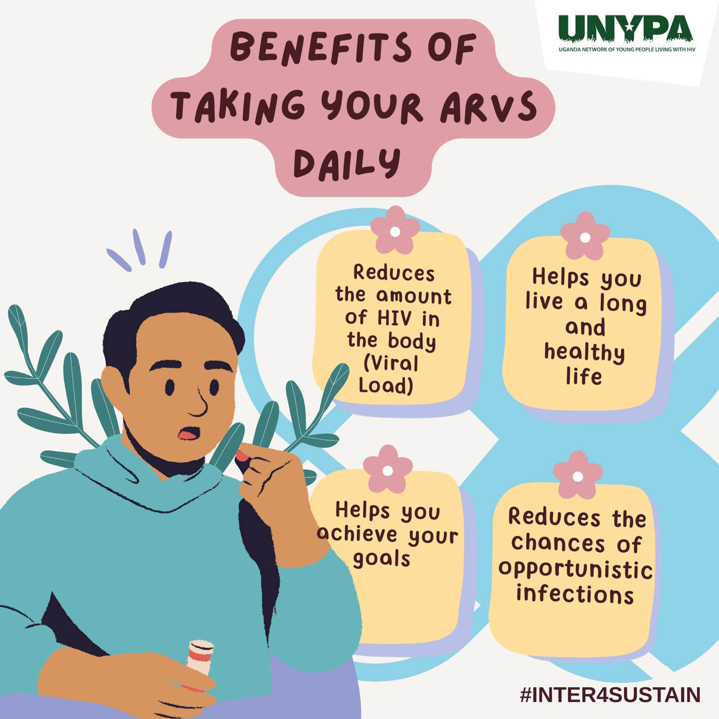 Your daily ARVs are doing more than you think! They reduce your viral load, protect you from infections, help you live longer, AND keep you on track to achieve your goals. That's