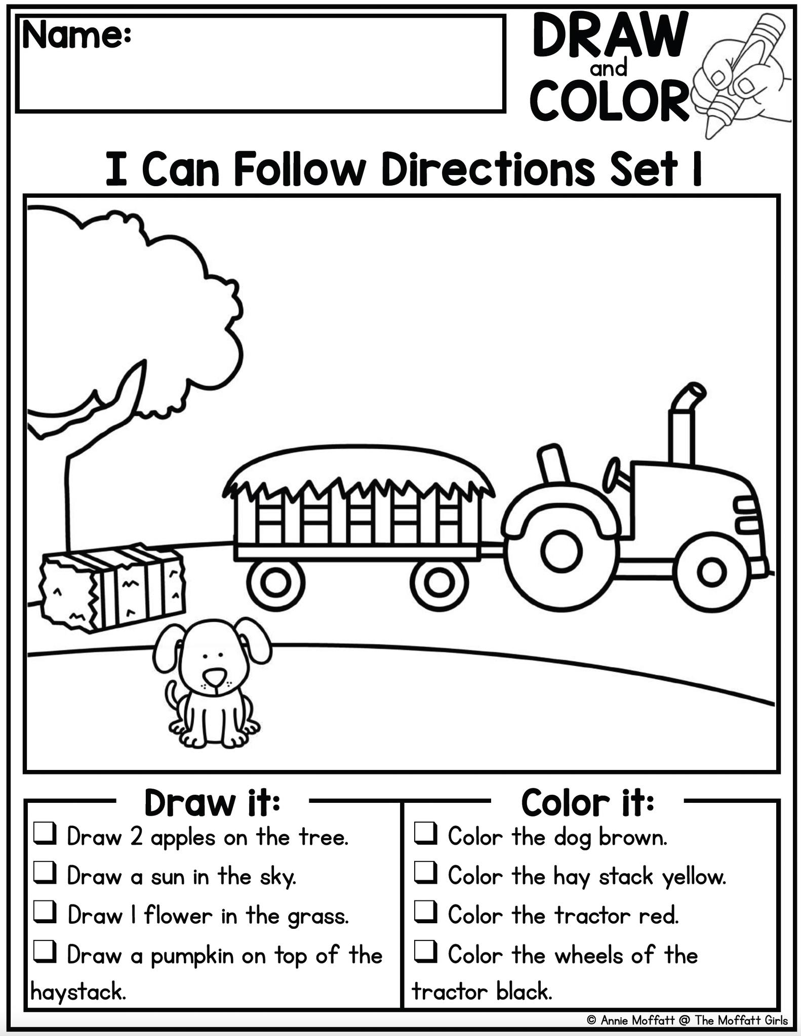 Color By Following Directions Following Directions Worksheets For