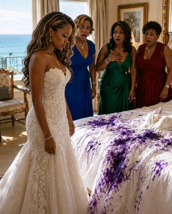 ugly purple bridesmaid dresses Lorie Lechance's wedding dress destroyed by sister Brooke elegant prom dress 2025