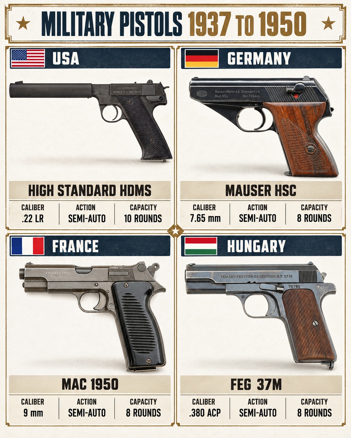 High Standard pistol models from 1932 to 1984