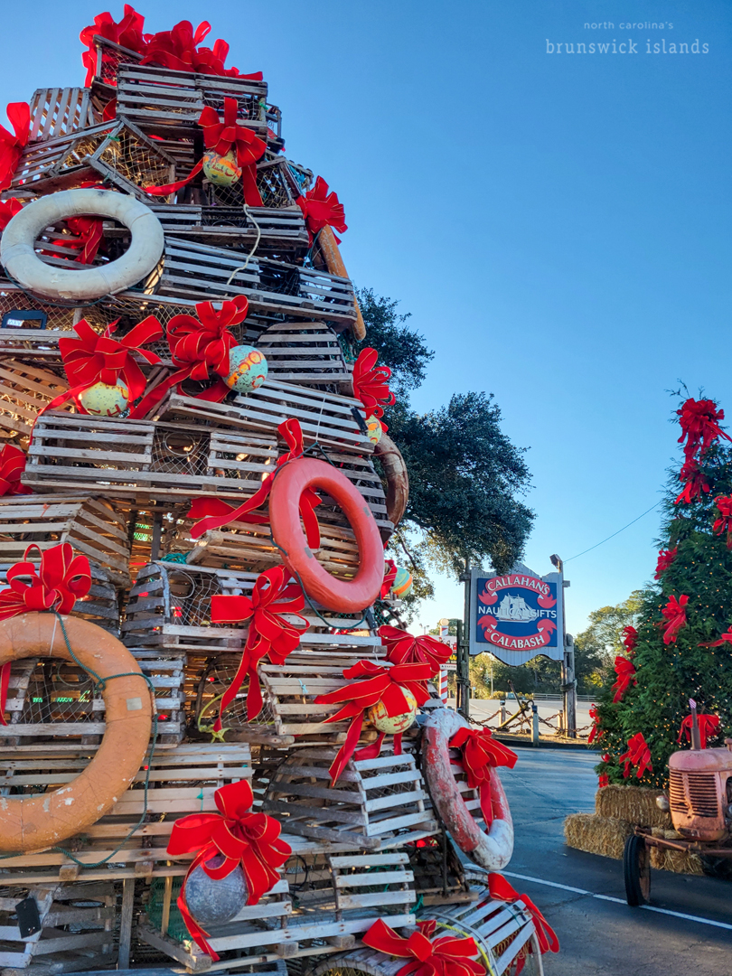 Unique coastal Christmas tree at Oyster Rock in Calabash