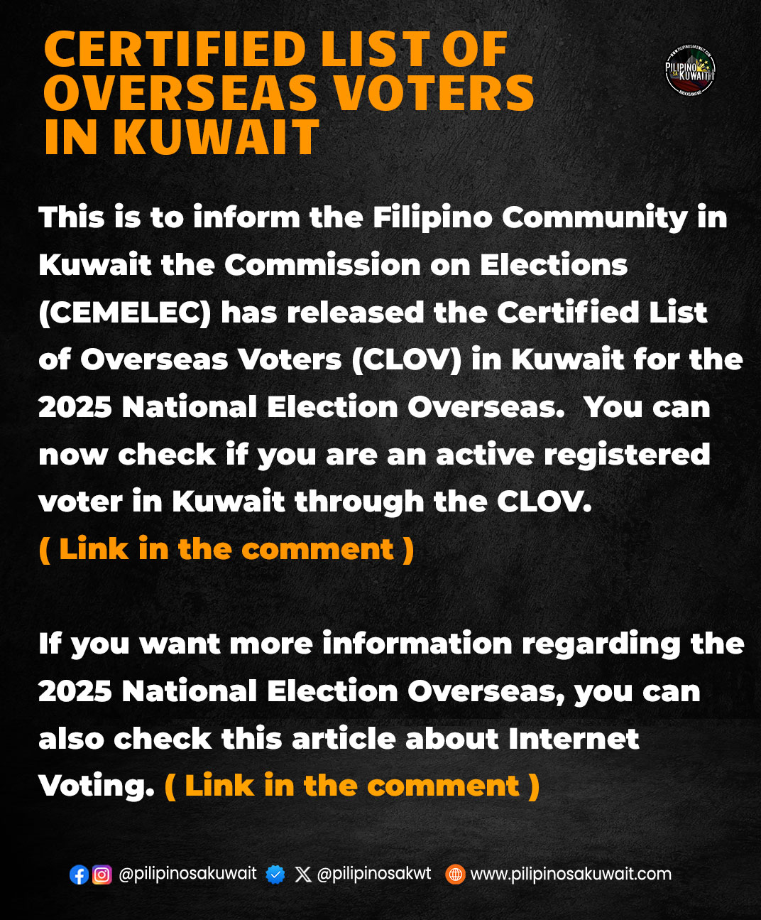 CERTIFIED LIST OF OVERSEAS VOTERS IN... - Pilipino Sa Kuwait | Facebook