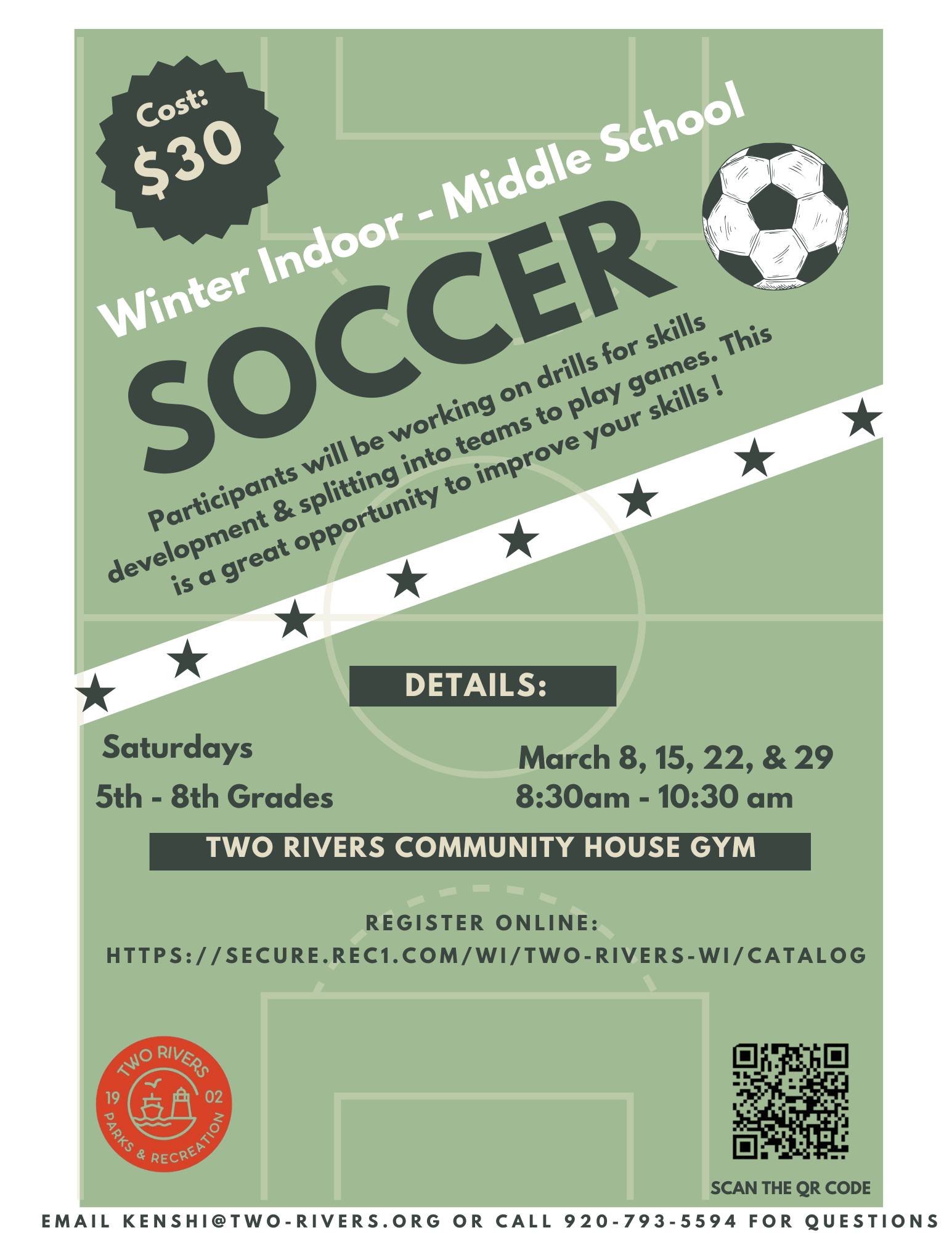 Two - 🌟 Middle School Winter Indoor Soccer – Participants Needed! 🌟 We ...