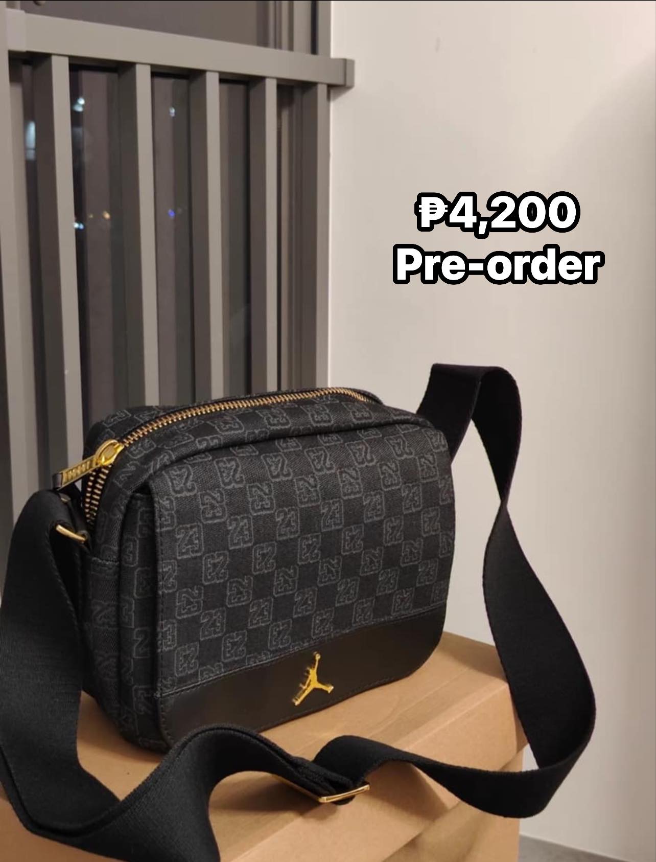 Slides - Jordan Monogram Crossbody Sling Bag Black