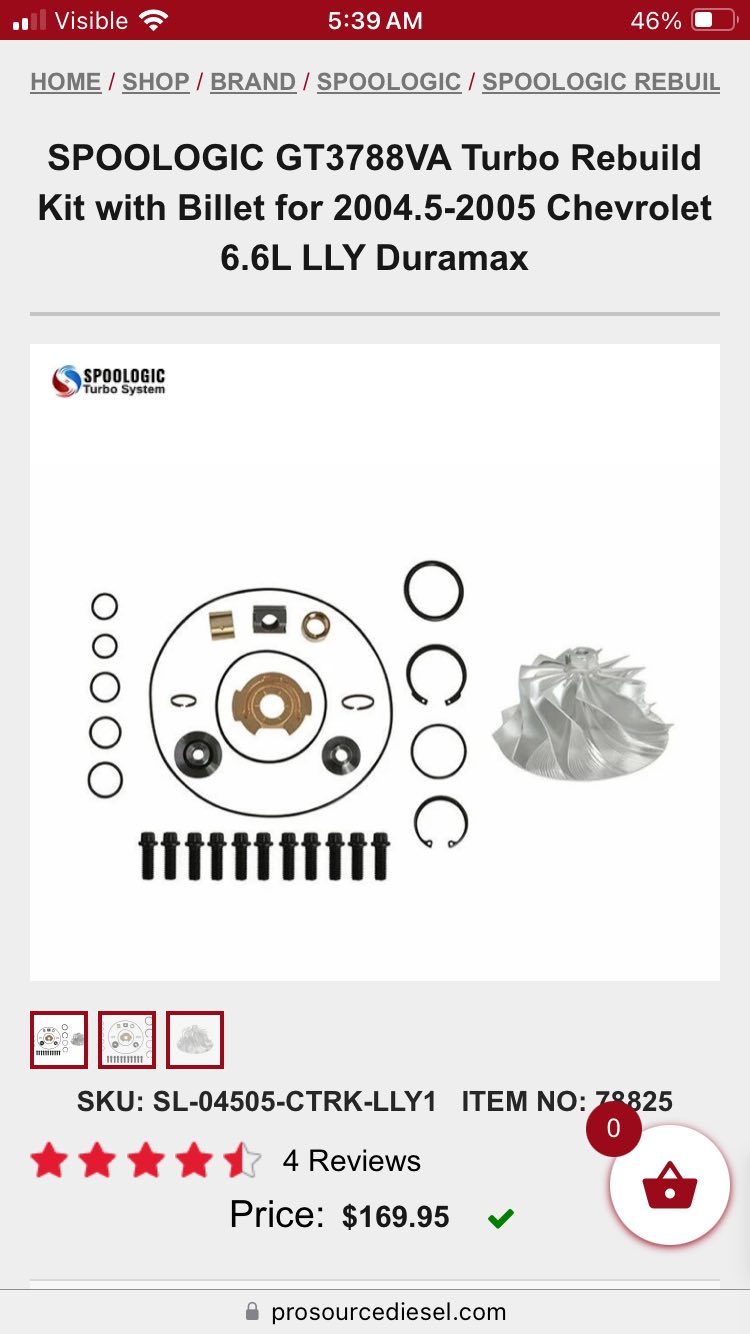 2004.5-2005 GM 6.6L Duramax LLY Turbocharger Powermax 11 Blade Billet Compressor Wheel