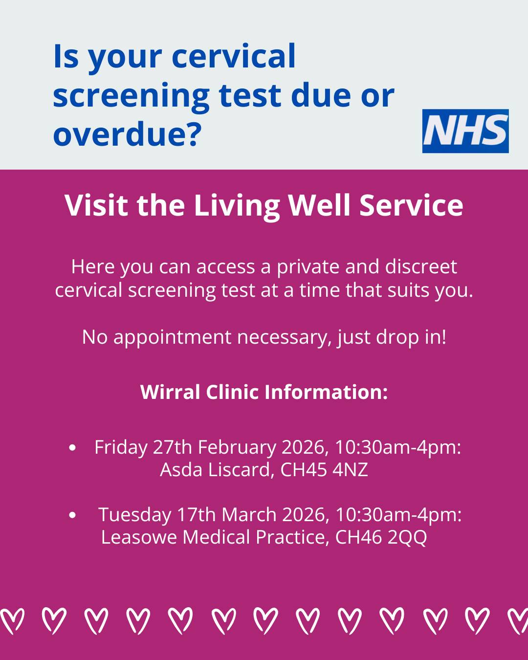 One - Is your cervical screening test due or overdue? (Commonly known ...
