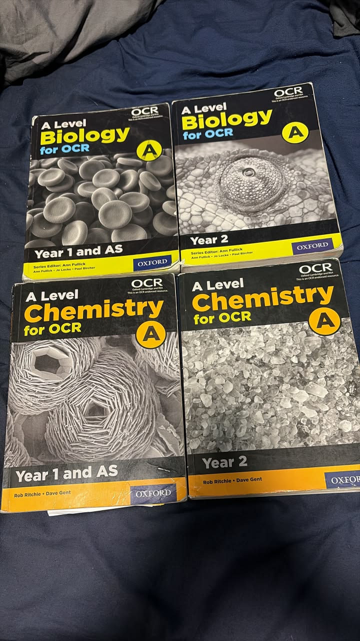 Free A-level chemistry textbook and OCR biology flashcards