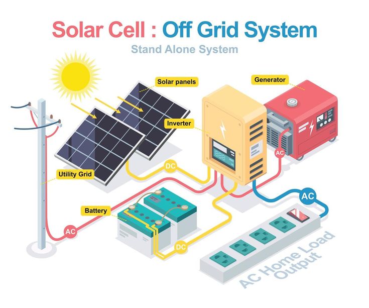 Civil - The diagram illustrates an off-grid solar power system that ...