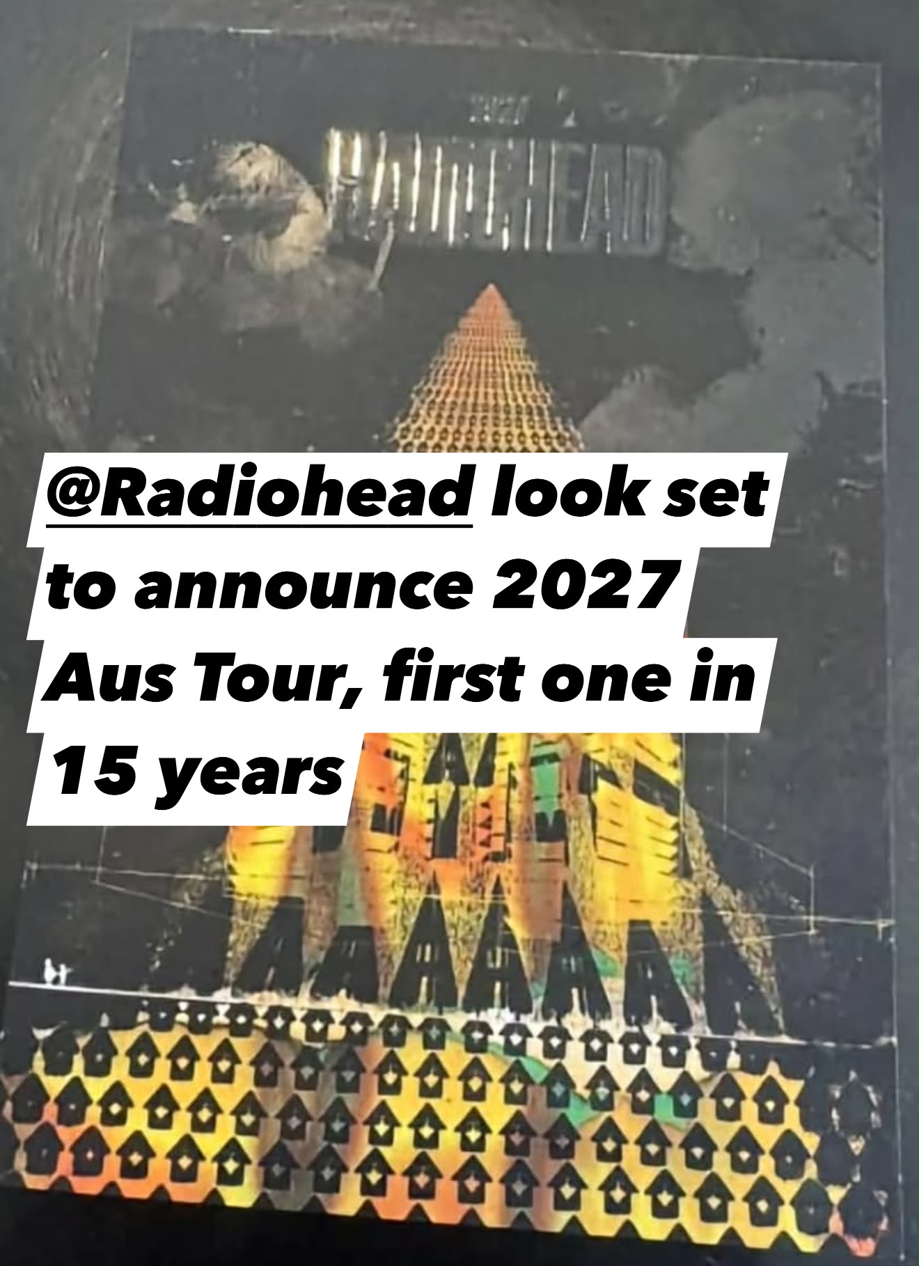 Radiohead tour 2027 postcard spotted in Australia