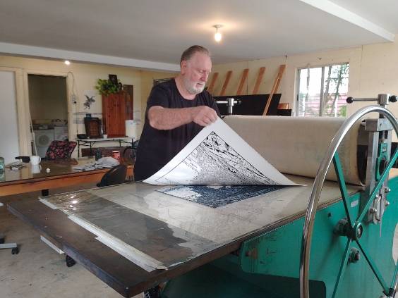 Wayne Singleton - I printed the last of 6 linocut prints -... | Facebook