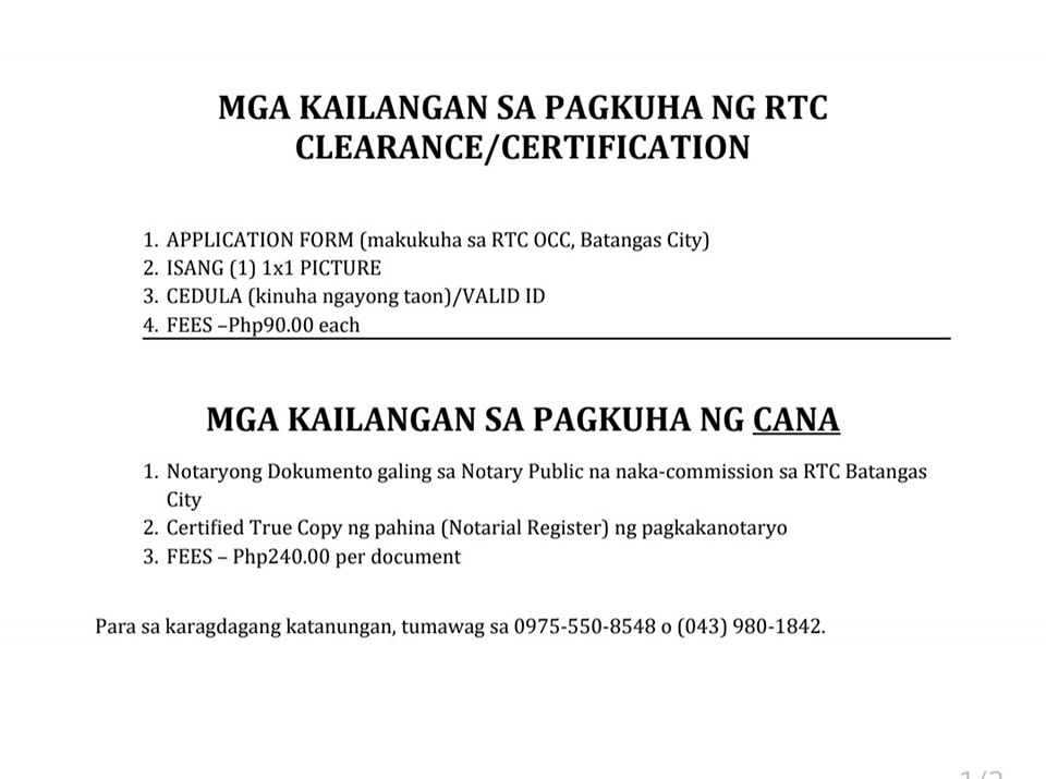 Office of the Clerk of Court of the Regional Trial Court of Batangas ...