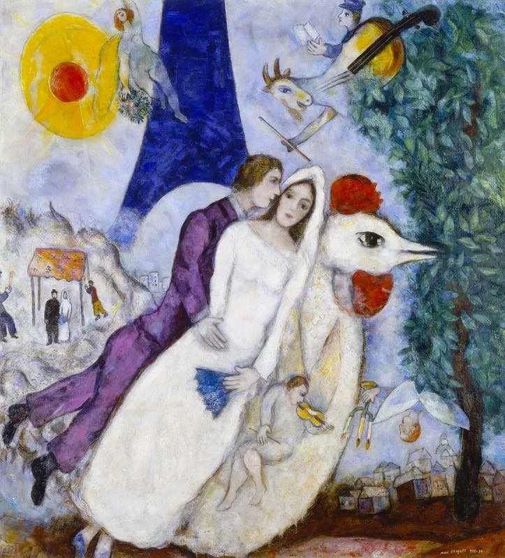 Marc Chagall The Betrothed and Eiffel Tower (Les fiancés de la