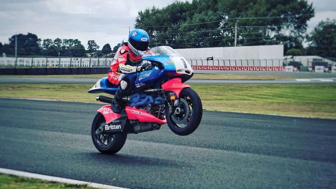 Beach Hop - Stephen racing the Britten | Facebook