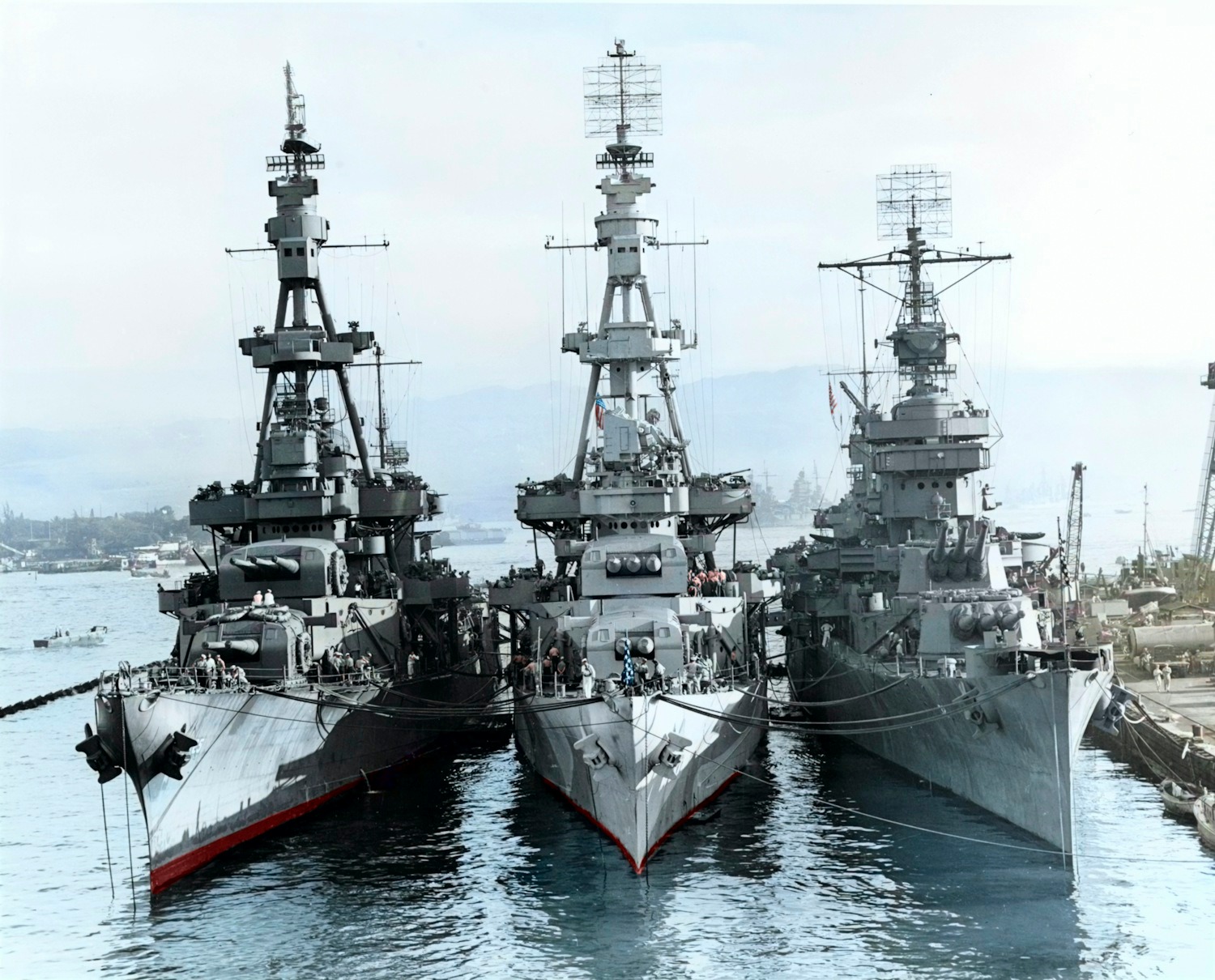 The USS Salt Lake City (CA-25), USS Pensacola (CA-24), and USS New 