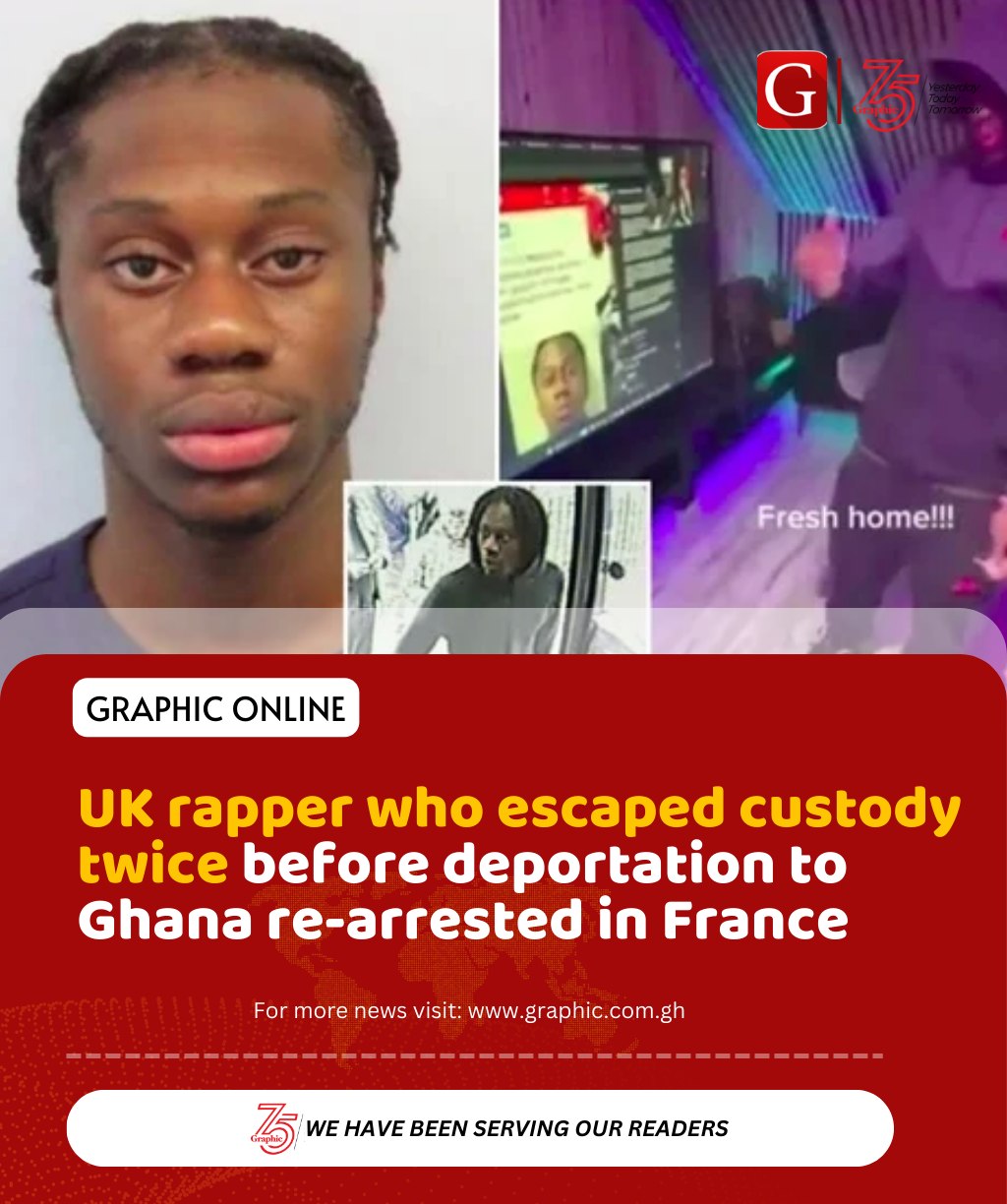 Daily - UK rapper who escaped custody twice before deportation to Ghana ...