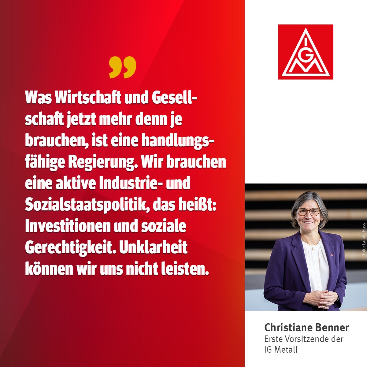 IG Metall - Nach dem Aus der Ampel-Regierung fordert... | Facebook