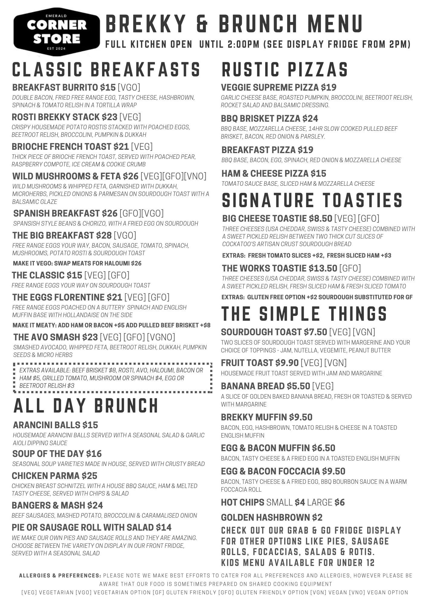 New menu up at our... - General Store Bakery & Coffee House | Facebook