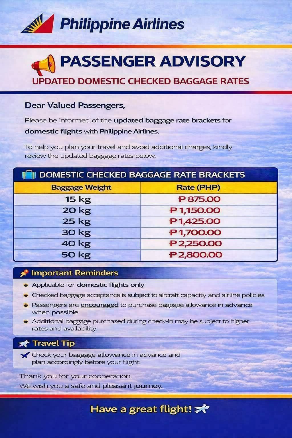 pal airlines baggage allowance