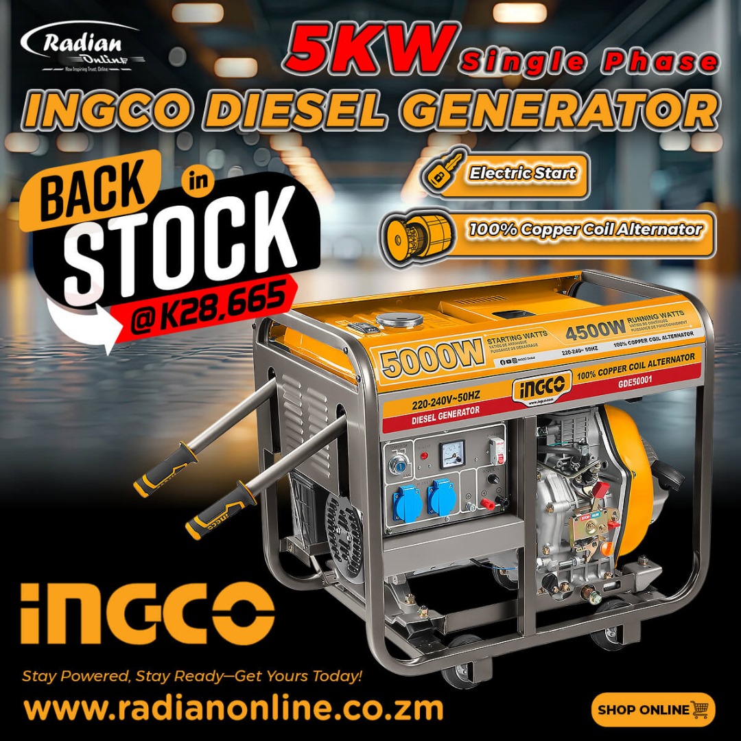 Radian - 5KW INGCO DIESEL GENERATOR BACK IN STOCK! 🛒 Dominate load ...