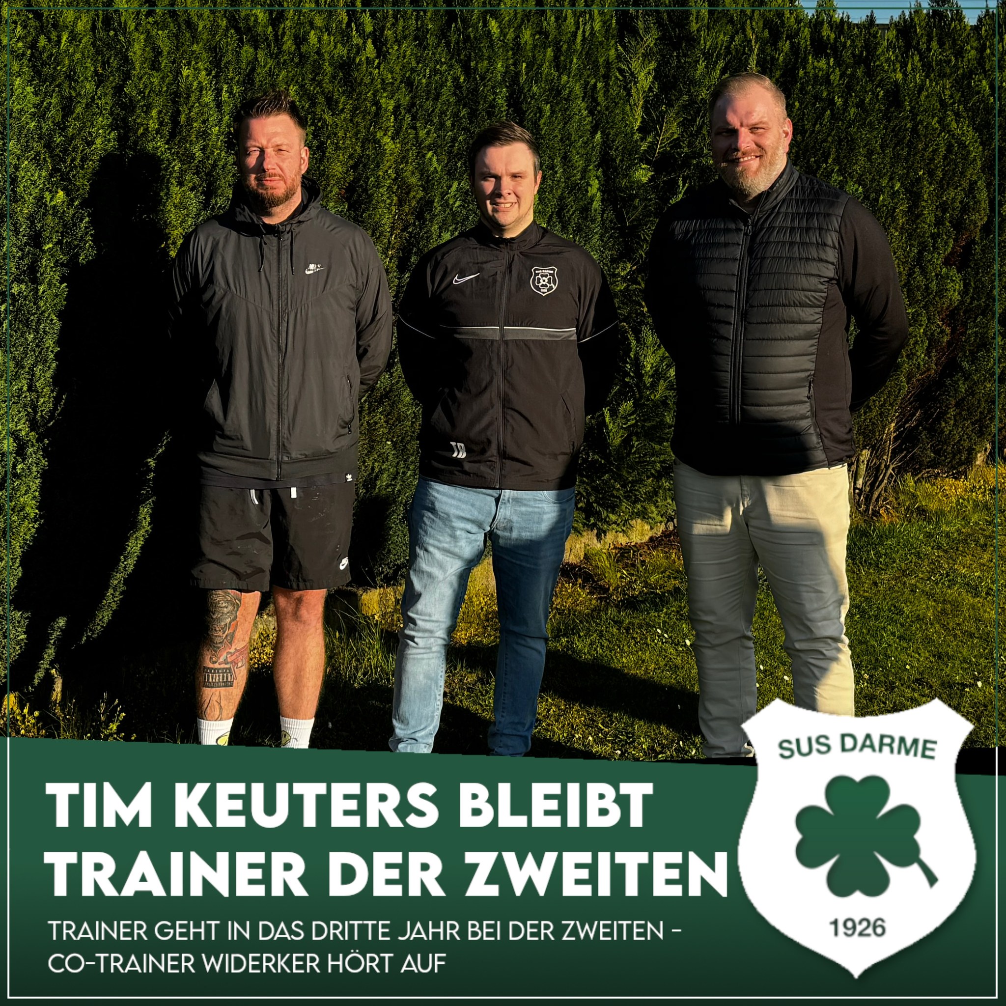 SuS - ⚽️🍀 Tim Keuters bleibt Trainer der 2.Herren 🍀⚽️ Auch der Trainer ...