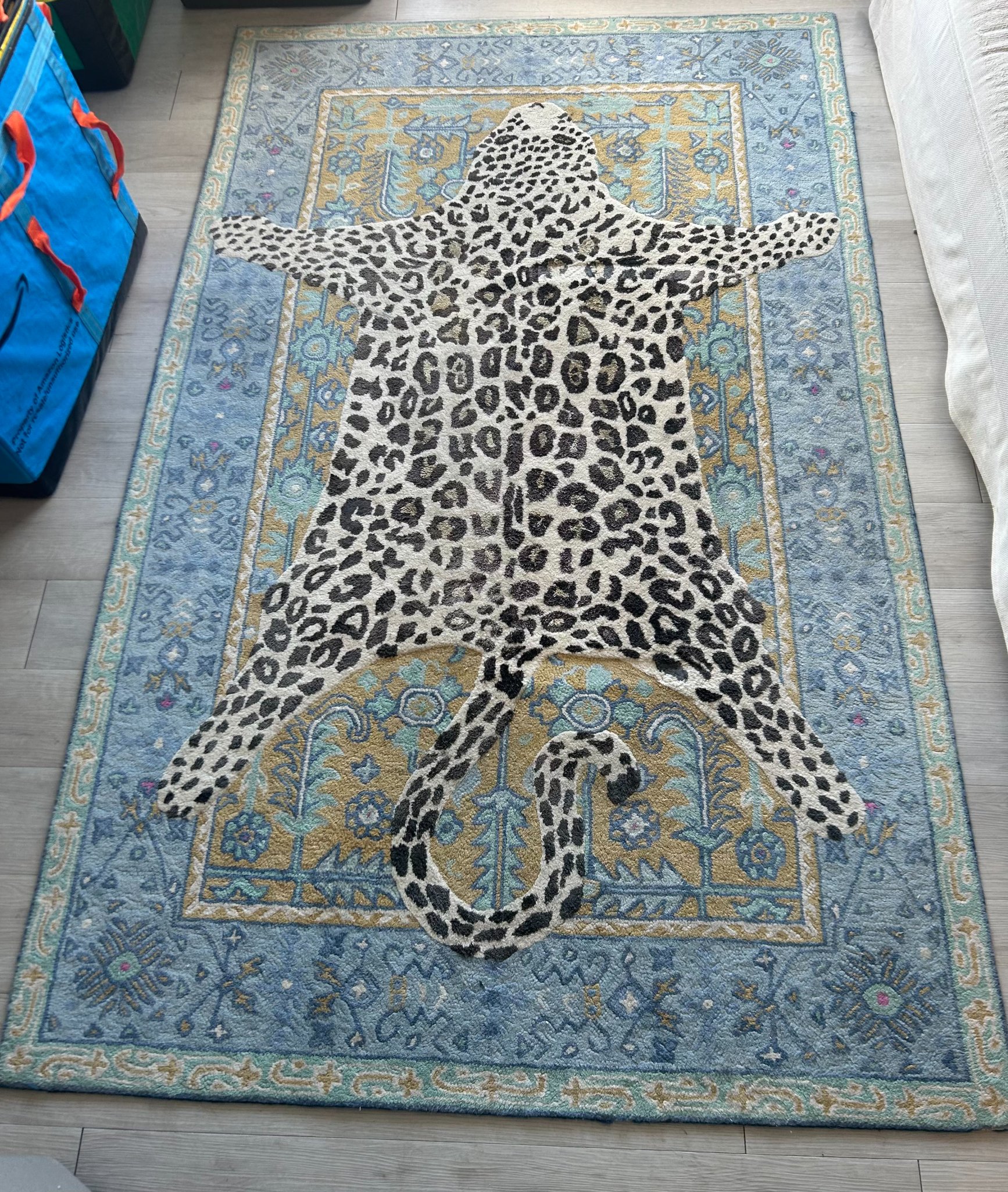 Anthropologie Octavia Leopard Rug 5x8, Blue, Handmade Tufted Wool, Rare ...