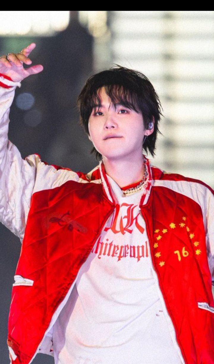 NEW #SUGA PIC VIA BTS'S INSTAGRAM Perfect fit the red jacket