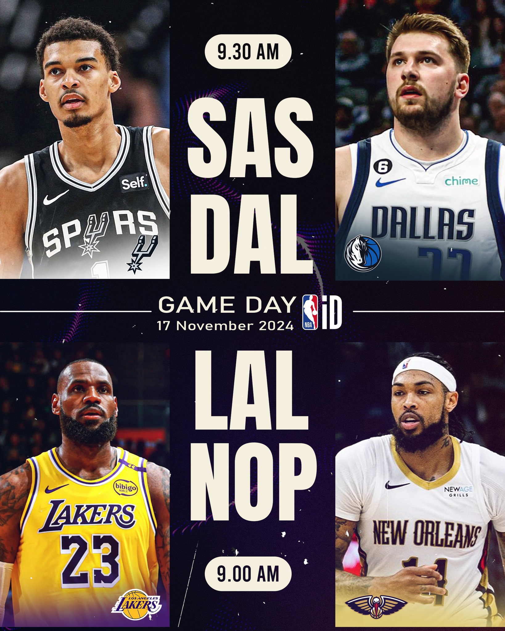 NBA - Enjoy your Sunday, November 17, with FREE MUST-WATCH Double ...