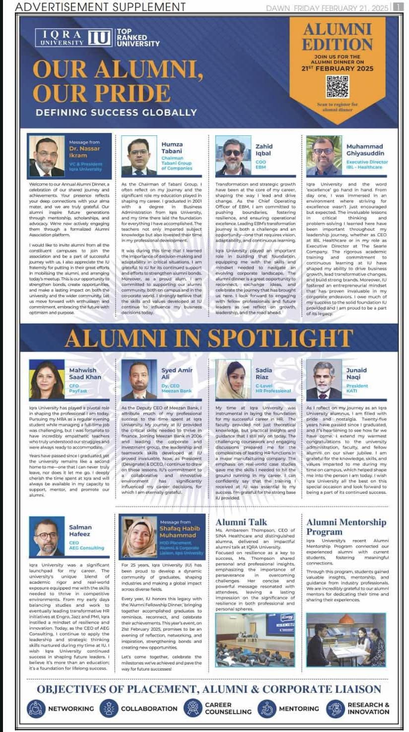 Humza - Honored to be featured in the special alumni supplement of Iqra ...