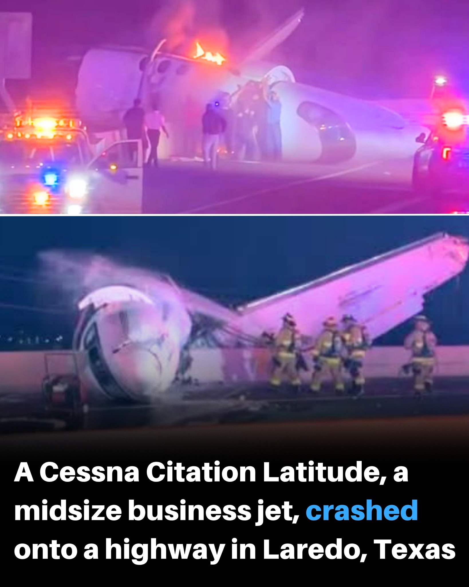 🚨 BREAKING: A Cessna Citation Latitude business jet crashed onto