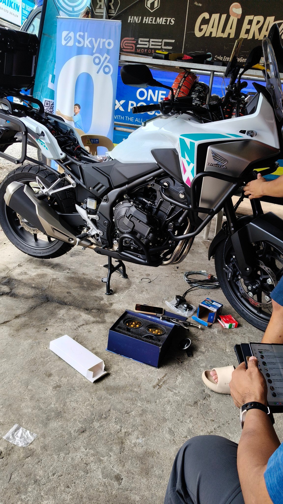 SOLD AND INSTALLED HONDA NX500 ✓ AUXILIARY LIGHT GR6 ✓ BOSCH FC2