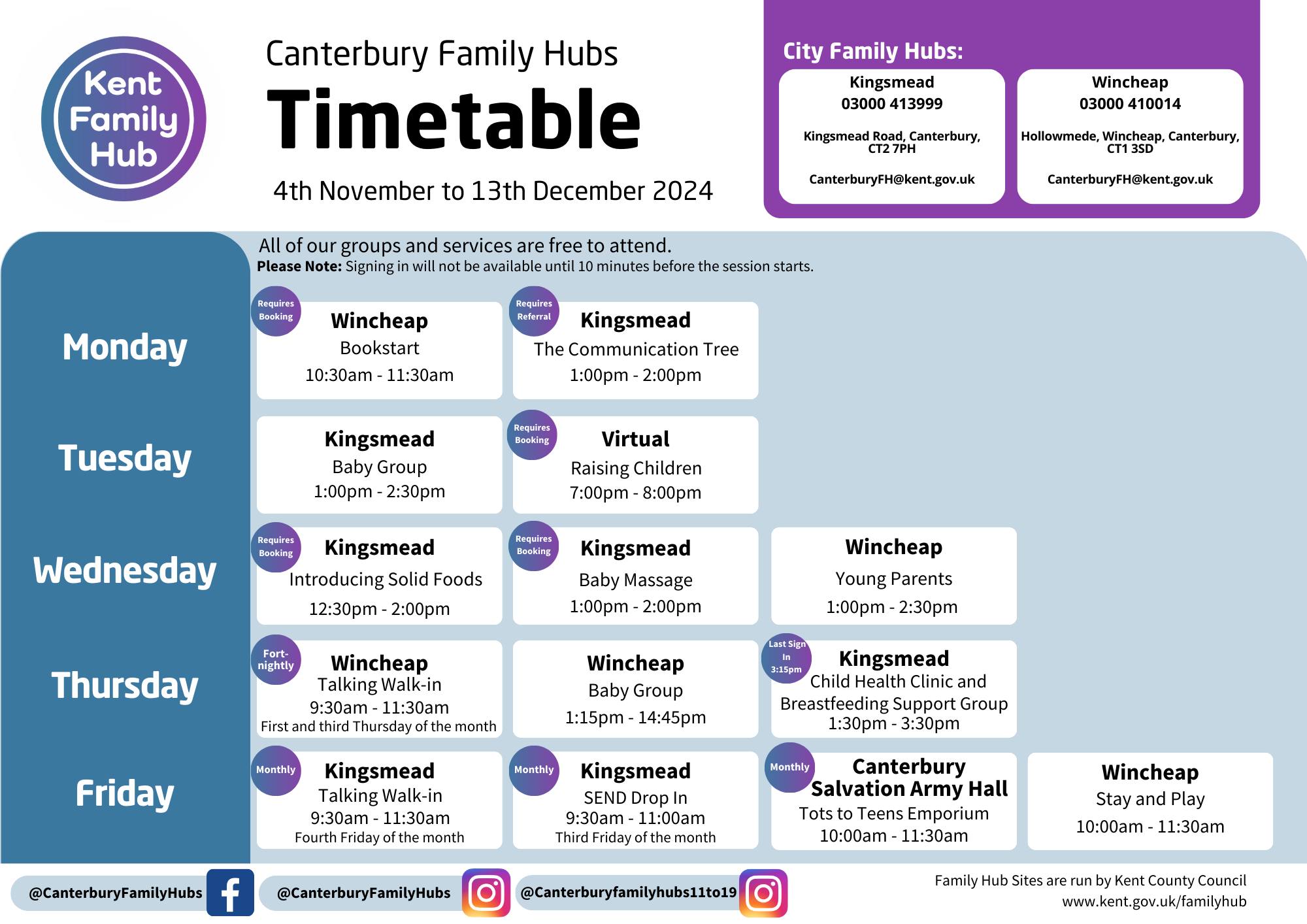 NEW Timetables for November -... - Canterbury Family Hubs | Facebook