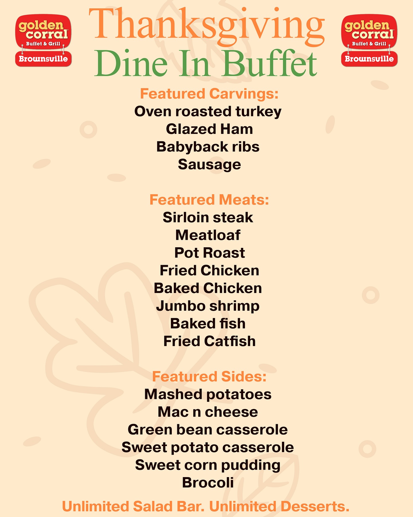 does golden corral have turkey and dressing Brownsville open on Thanksgiving Day attr:boned bodice