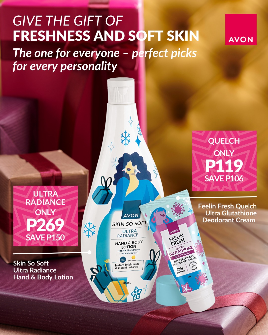 avon glutathione soap Give the gift of freshness and radiance with Skin So Soft and Feelin Fresh deo. Perfect for your secret santa gifting. Start your Christmas shopping online or with your rep. #Avon #EmbraceYourPower # can glutathione make you