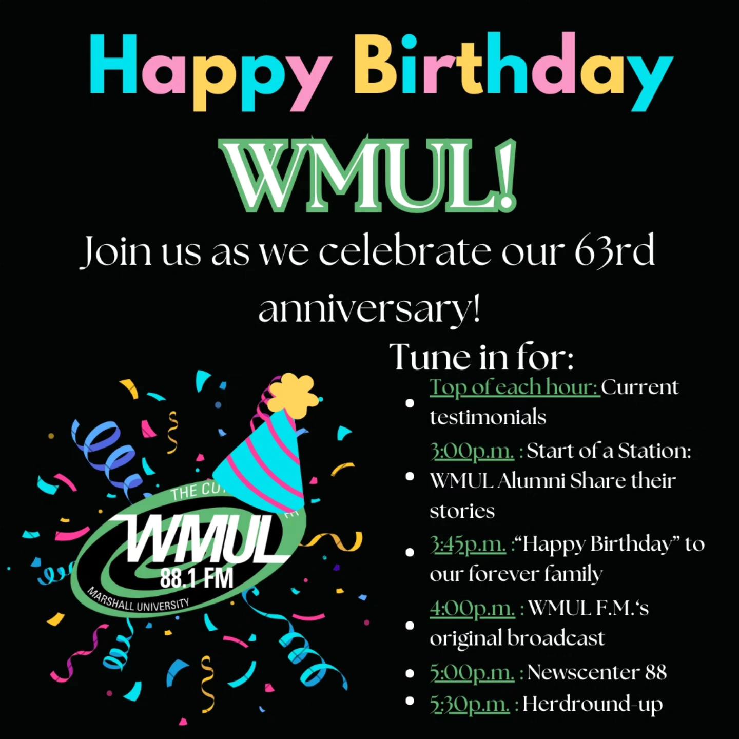 WMUL - ‼️Join us in celebrating our 63rd birthday this... | Facebook