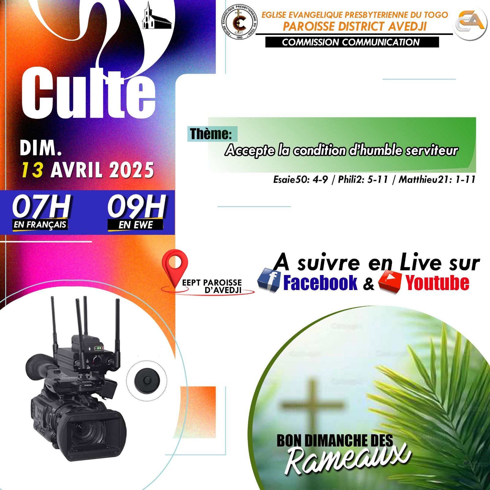 EEPT Avedji - 📮📮📮 DIMANCHE DES RAMEAUX À VIVRE DEMAIN... | Facebook