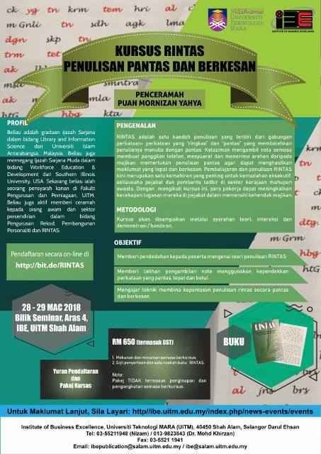 KURSUS RINTAS PENULISAN... - Institute of Business Excellence | Facebook