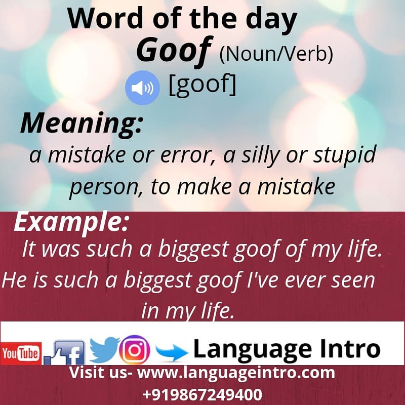 Language Intro - #wordoftheday #goof #learnenglish...