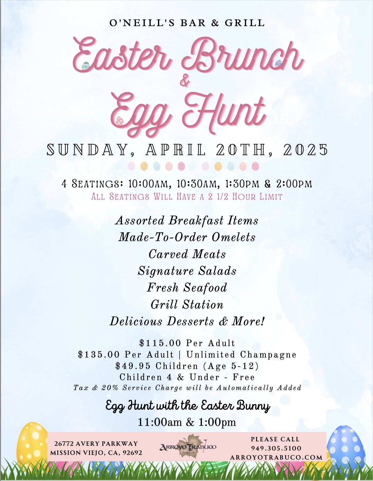 O'Neill's Bar & Grill Easter Brunch & Egg Hunt