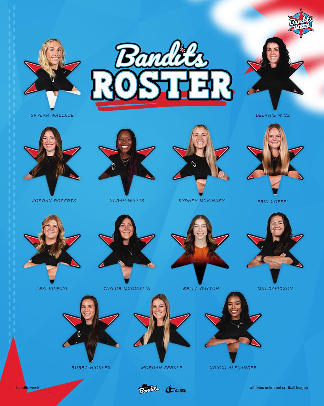 Athletes Unlimited Softball League - AUSL - the 2025 Bandits roster so ...