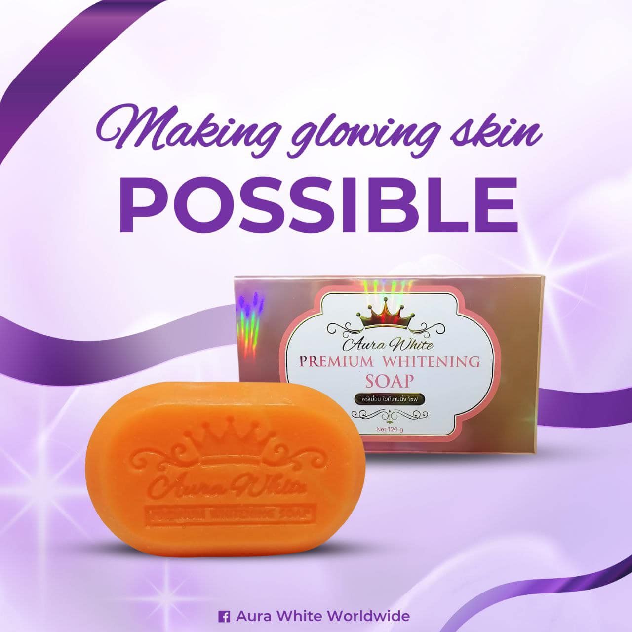 aura white pure glutathione Premium Whitening Soap For Radiant Skin stevia.