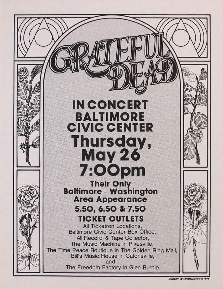 Grateful Dead's May 26, 1977 Baltimore, MD show review