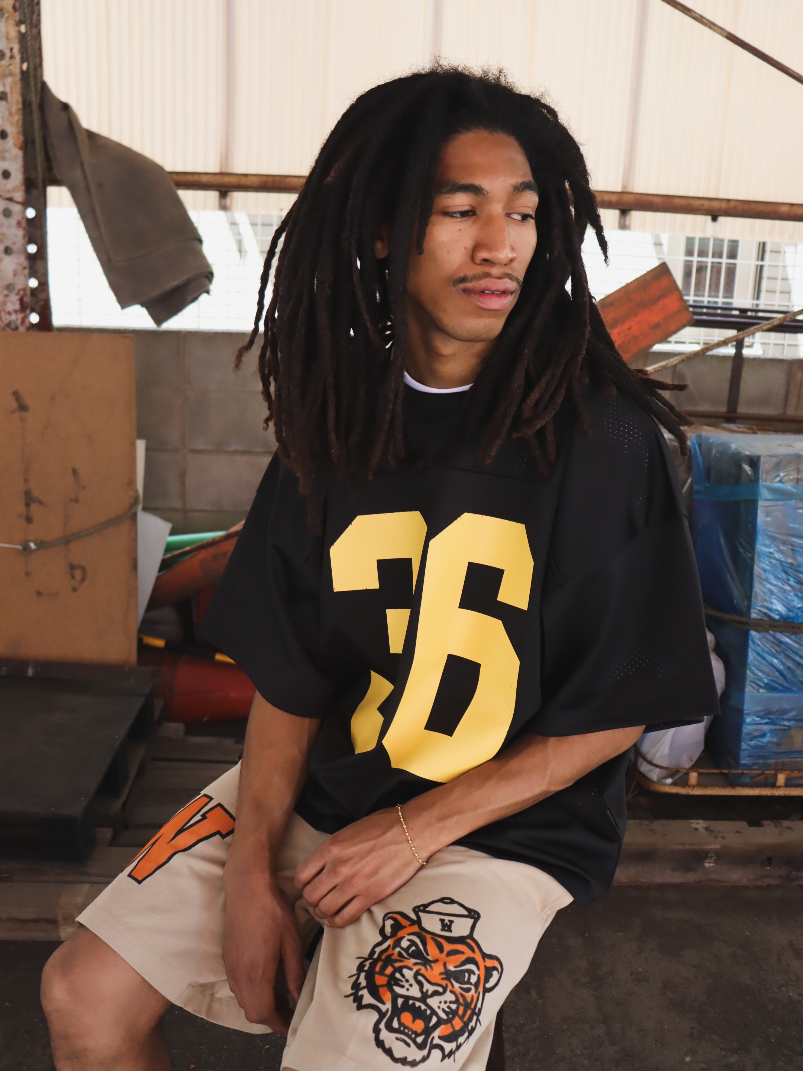 シャツ WOODBLOCK CREW NECK MESH FOOTBALL SHIRT 5.15(fri) 12:00 RELEASE WOODBLOCK 36 S/S CREW NECK MESH FOOTBALL