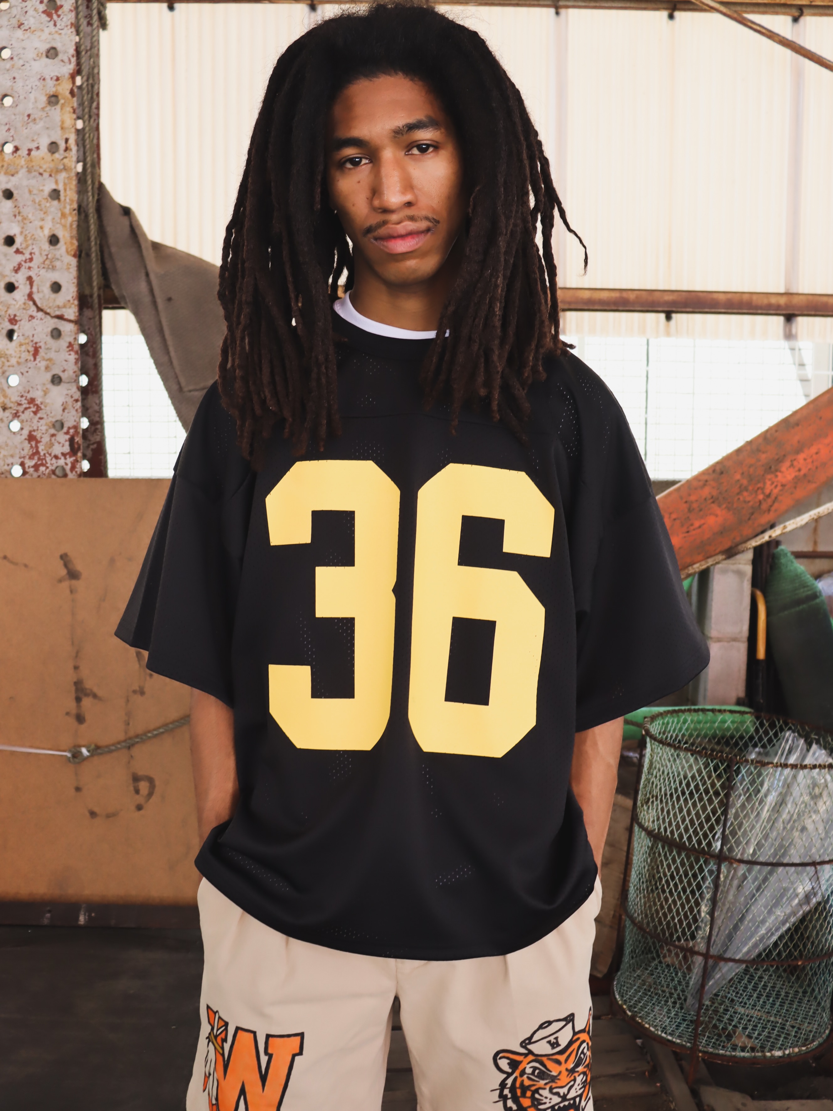 5.15(fri) 12:00 RELEASE WOODBLOCK 36 S/S CREW NECK MESH FOOTBALL