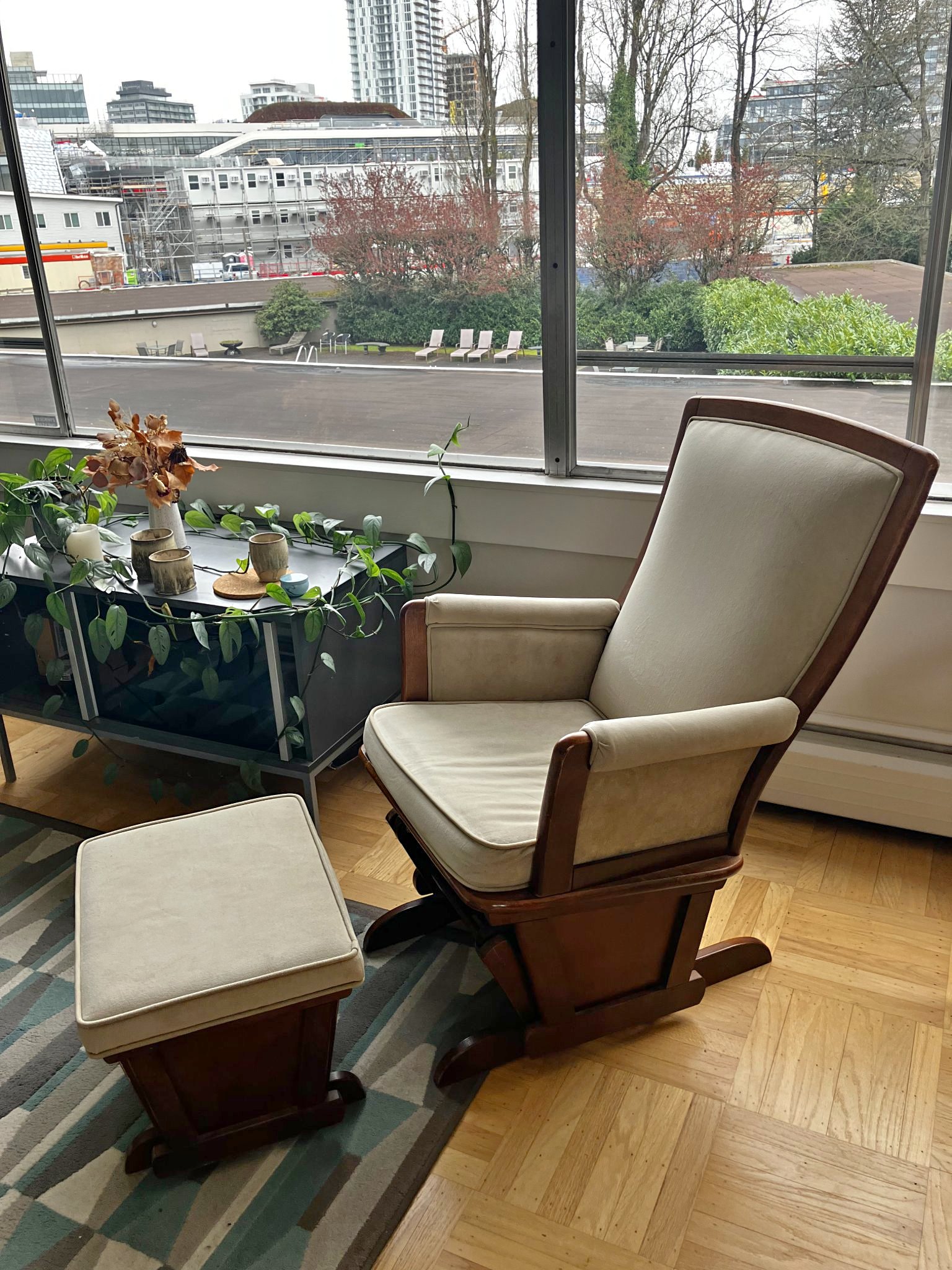 Mid-Century Style Shermag Gliding Rocking Chair + Ottoman - Living Room ...