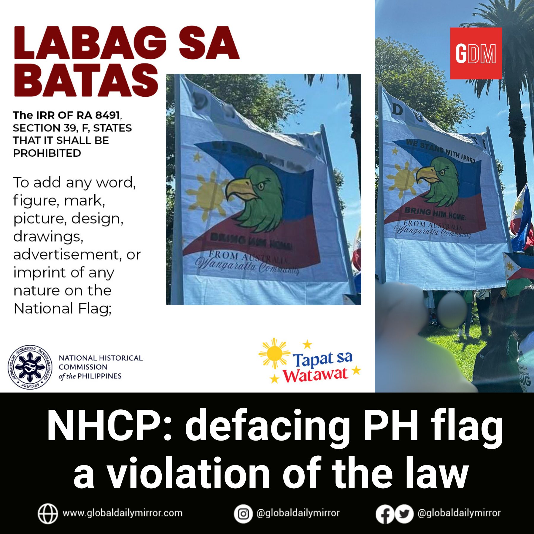 NHCP: defacing PH flag a violation... - Global Daily Mirror | Facebook