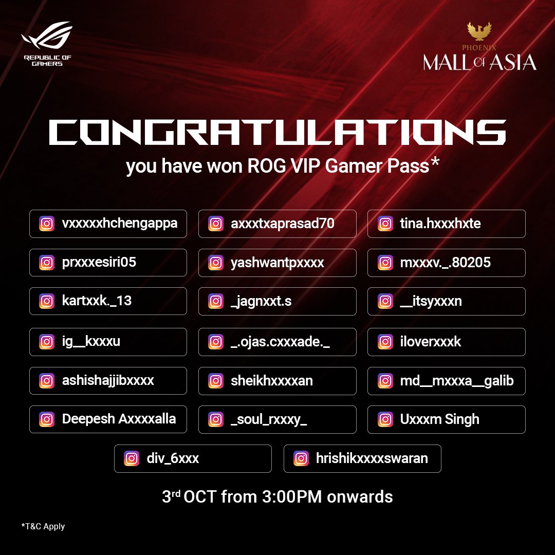 ASUS - 🏆 Congratulations to the winners of the ROG VIP... | Facebook