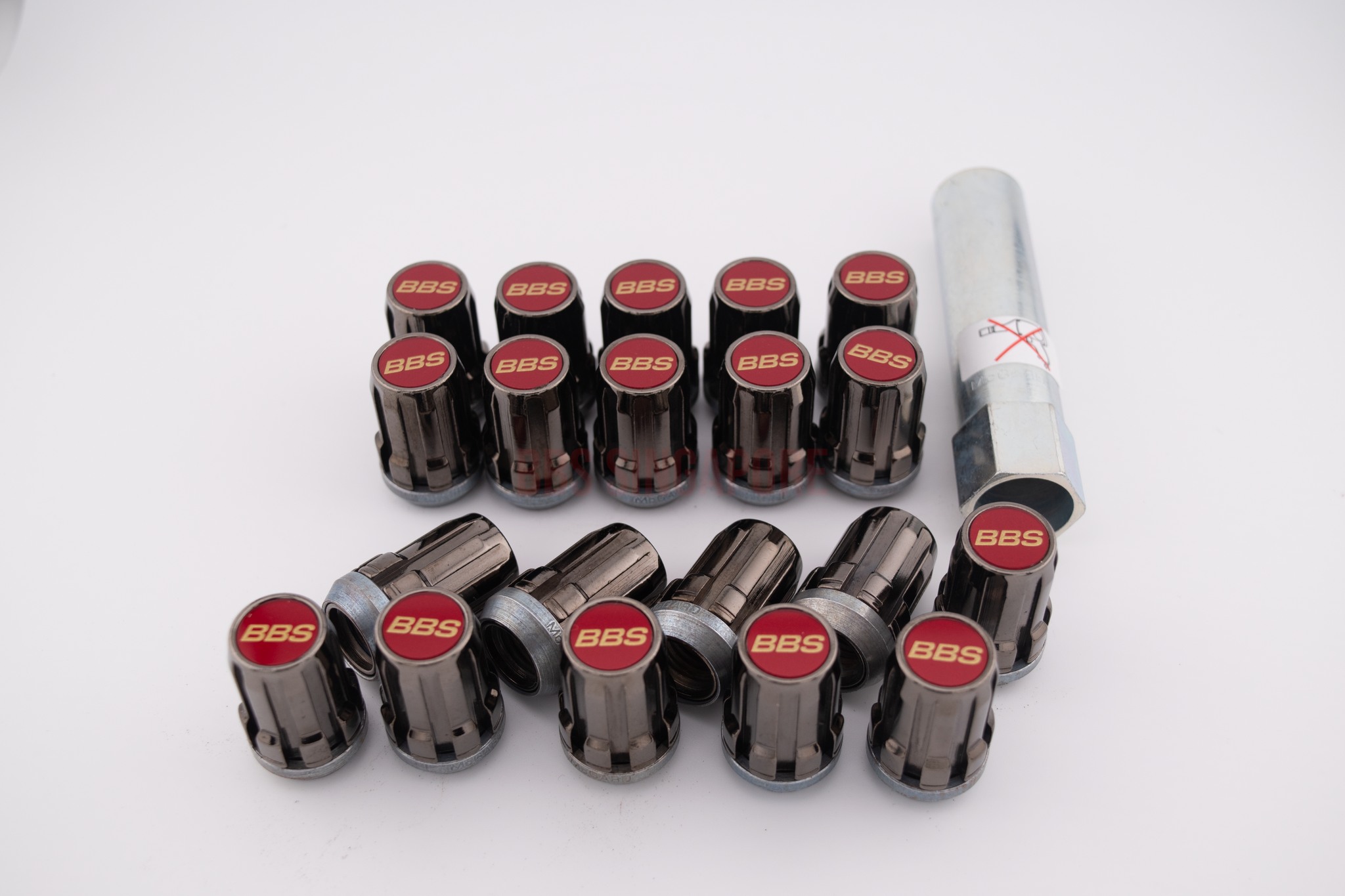 BBS Racing Lug Nut Kit (Black×Red) Available in 12x1.5 and 12x1.25 