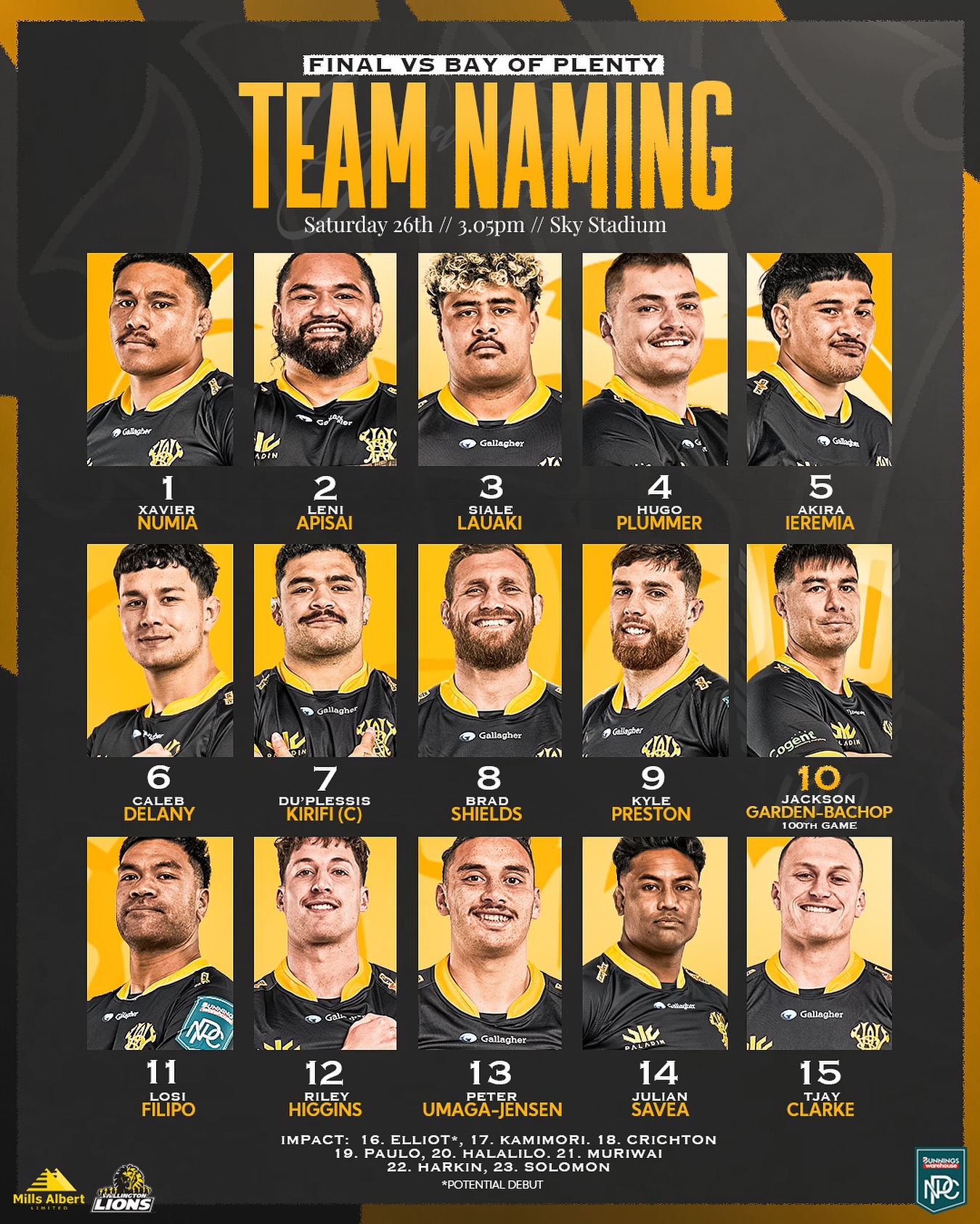 Final 23 of the season ready to take on... - Wellington Rugby