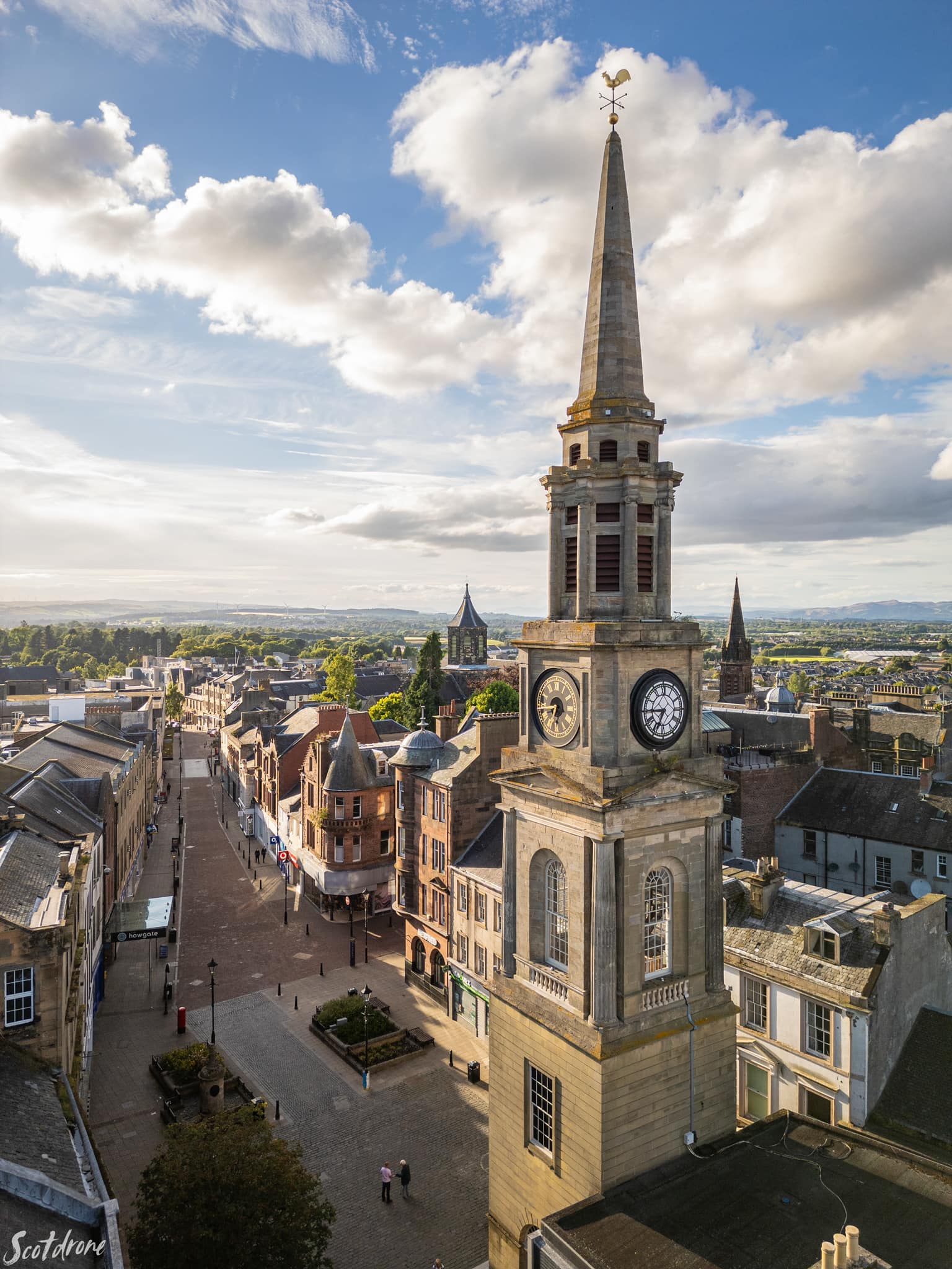 Scotdrone - The iconic Steeple on the High Street of Falkirk